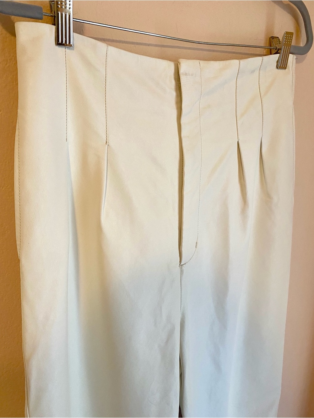 Free People Cecily Faux Leather High Rise Pants Ivory 12 - Picture 6 of 14